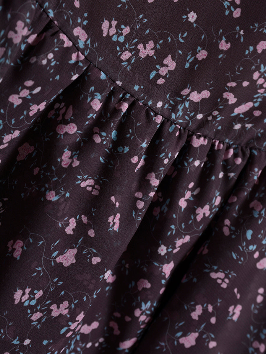 Sexy Floral Puffy Halter Dress