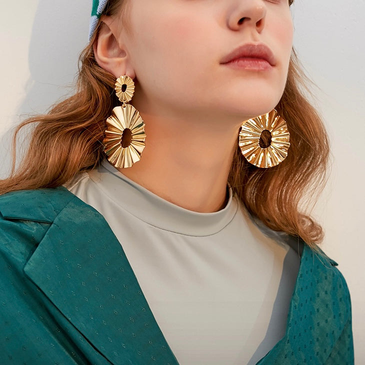 Pleated Circle Earrings