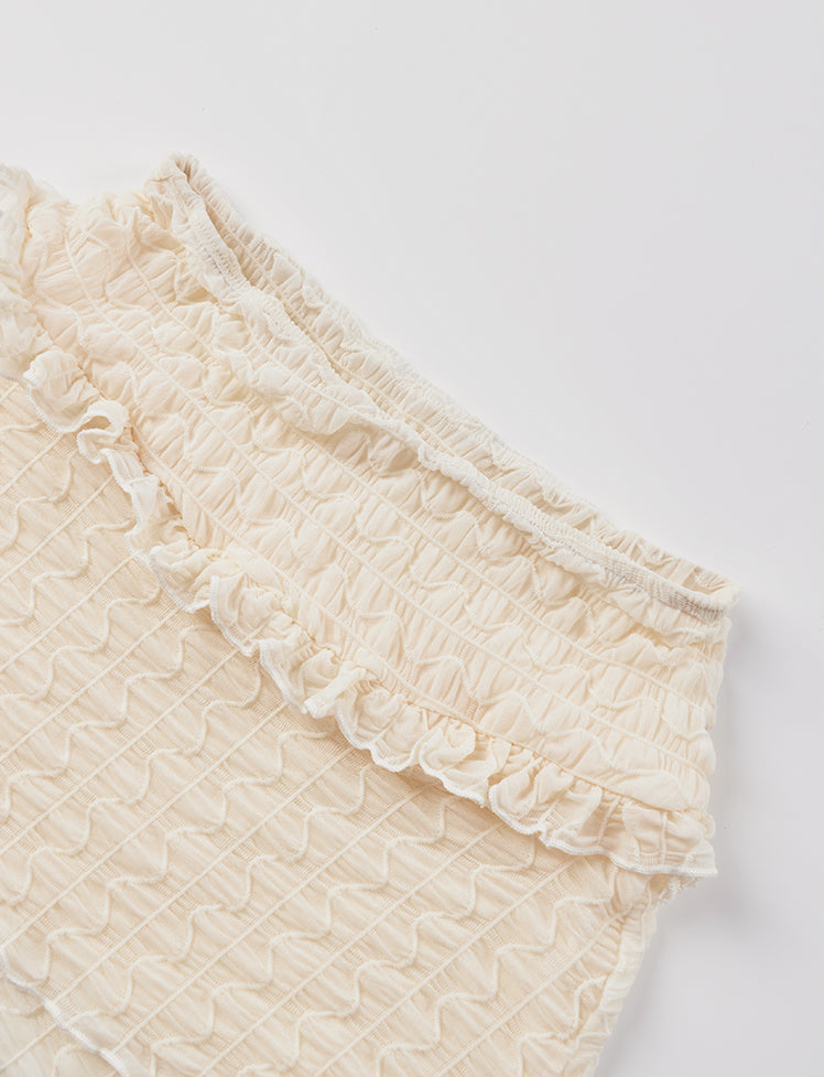 Solid Ruffled Top&Skirt Set