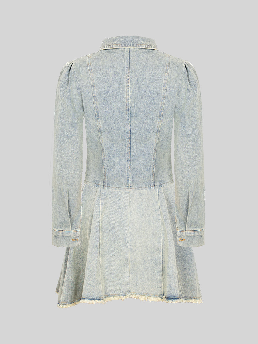 Raw Edge Denim Jacket & Skirt Set