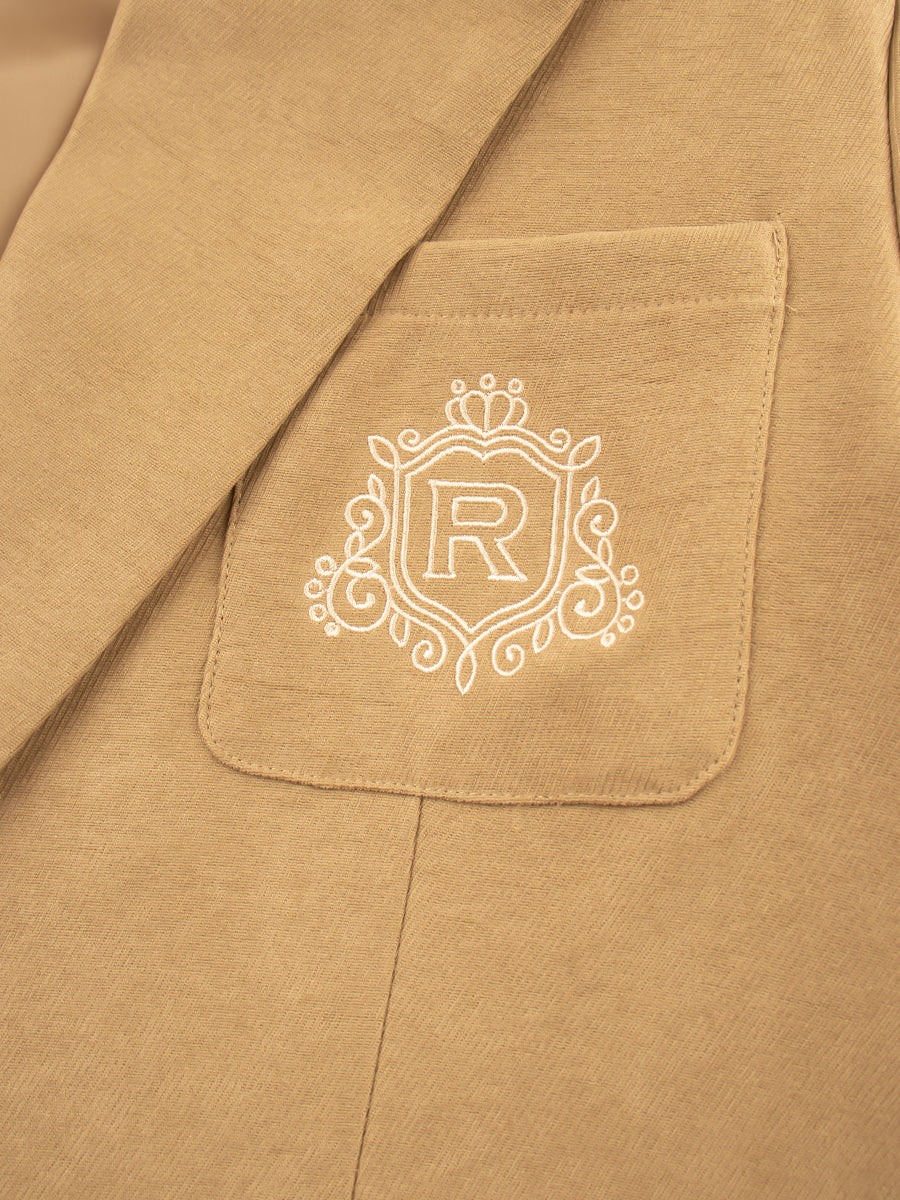 Badge Blazer & Shirt & & Vest & Skirt & Tie Five Piece Set
