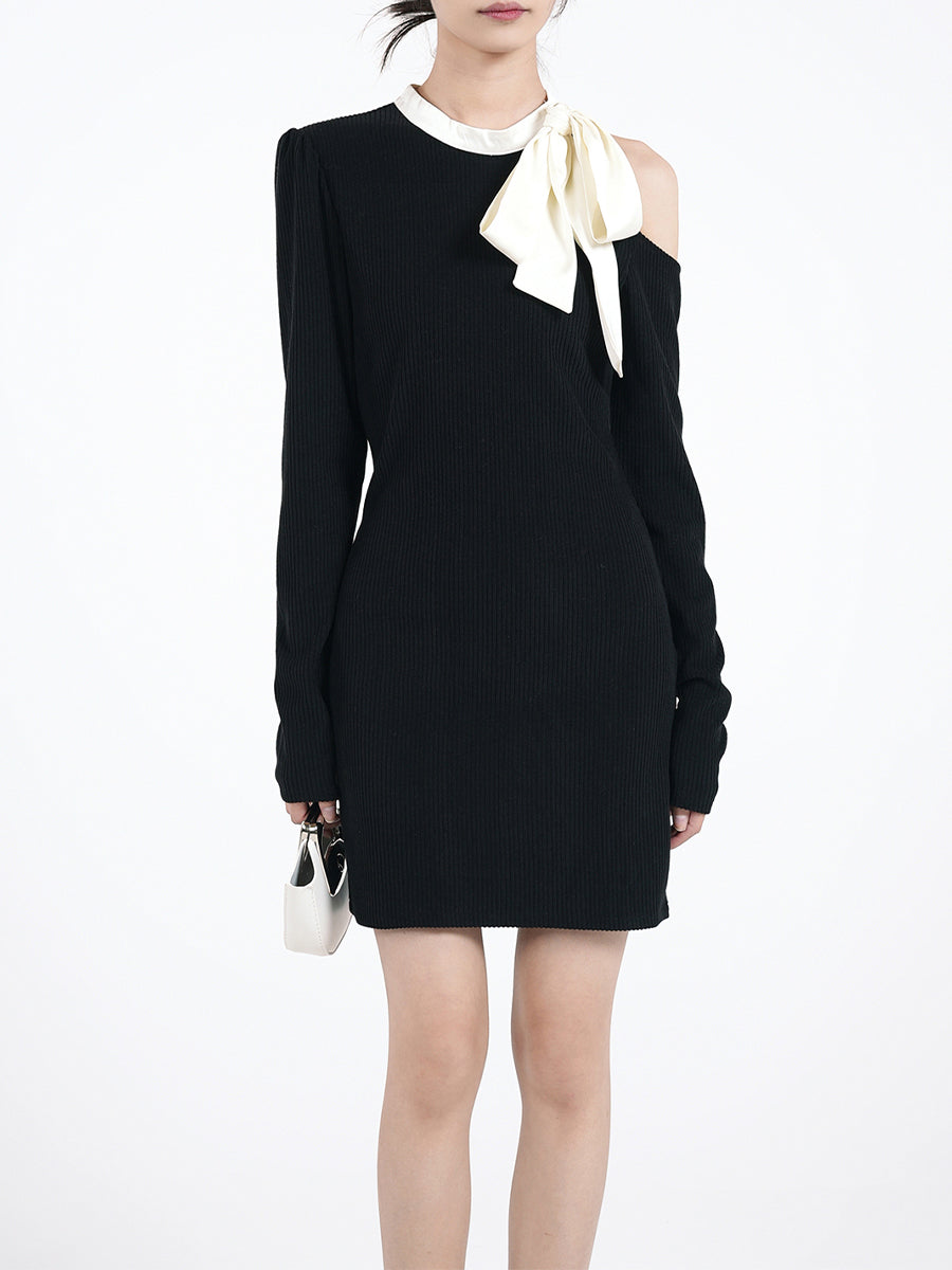 Knitted Irregular Bow Dress