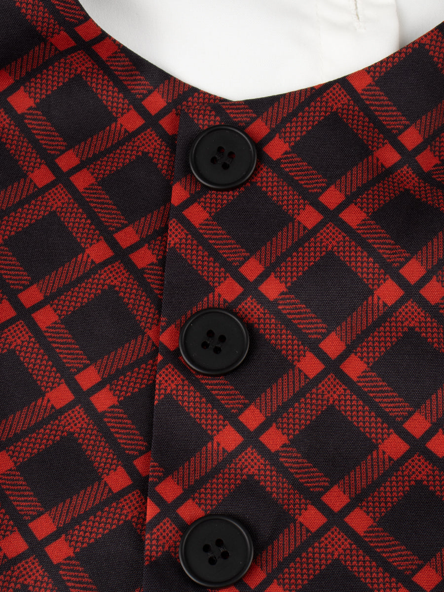 White Shirt + Plaid Vest + Skirt Three Piece Set