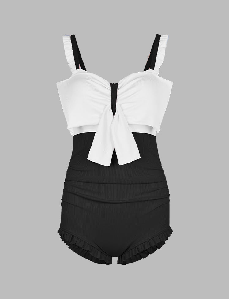 Ruffled Bowknot One-piece Swimwear