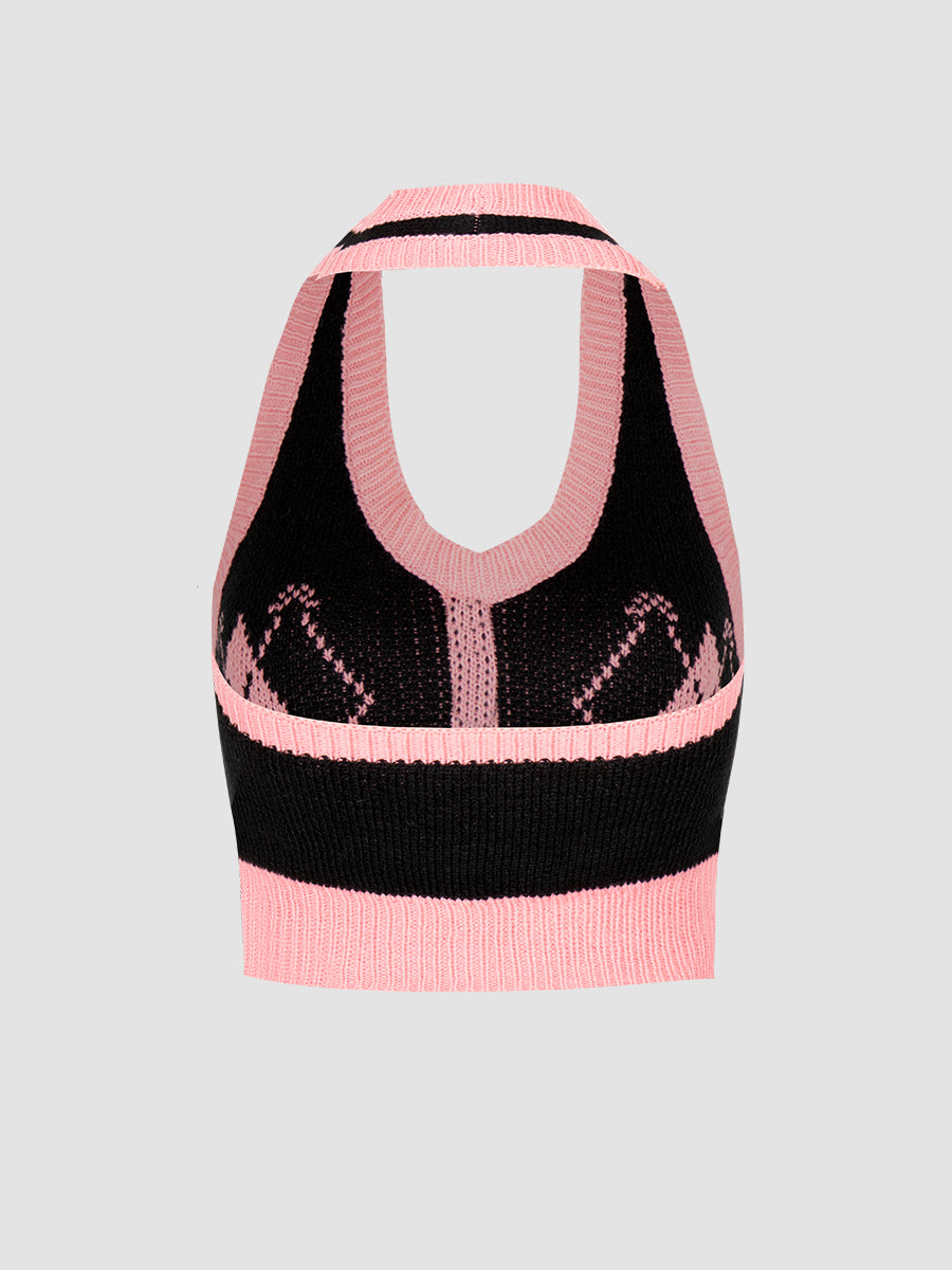 Knitted Cardigan + Hanging Neck Camisole + Skirt Three Piece Set