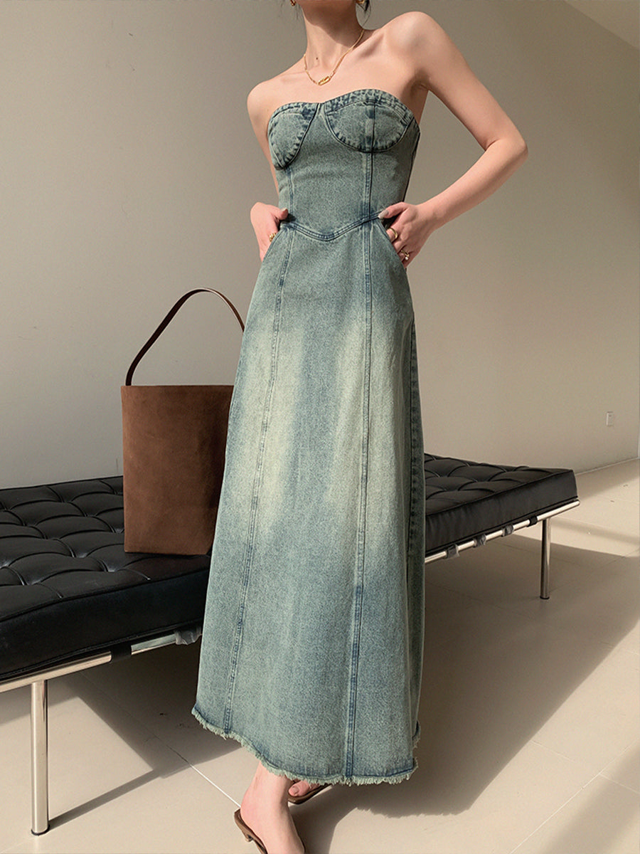 Vintage Blue Bustier Dress