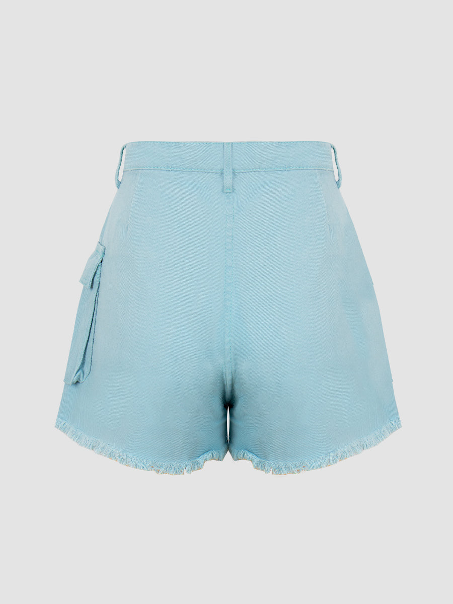 Irregular Solid Color Shorts