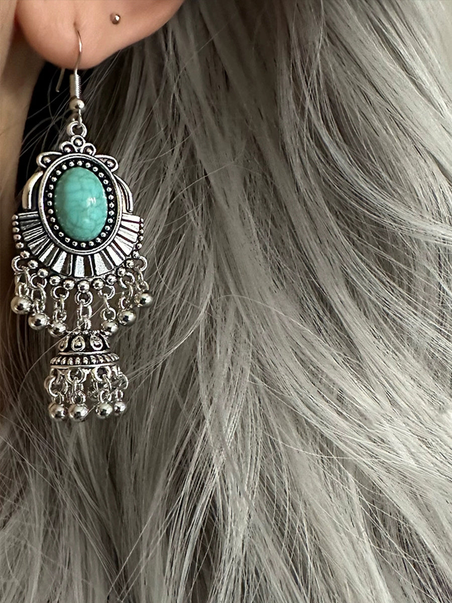 Bohemian Tassel Faux Malachite Earrings