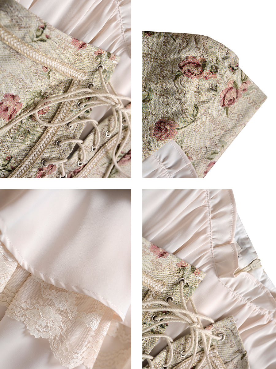 French Vintage Court Printed Dress