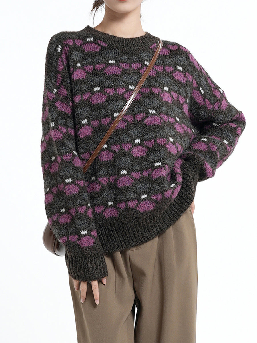 Loose Printed Knit Sweater
