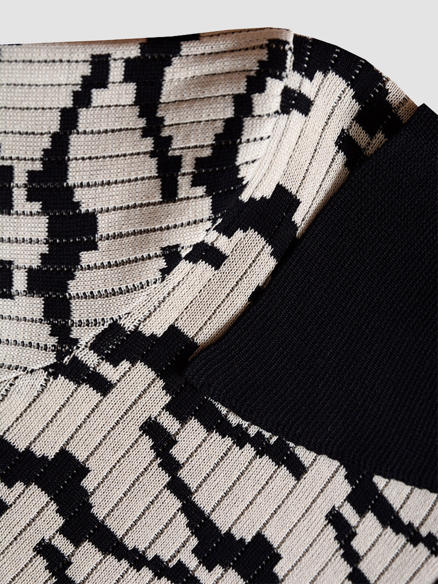 Wave Polo Collar Knitted Dress