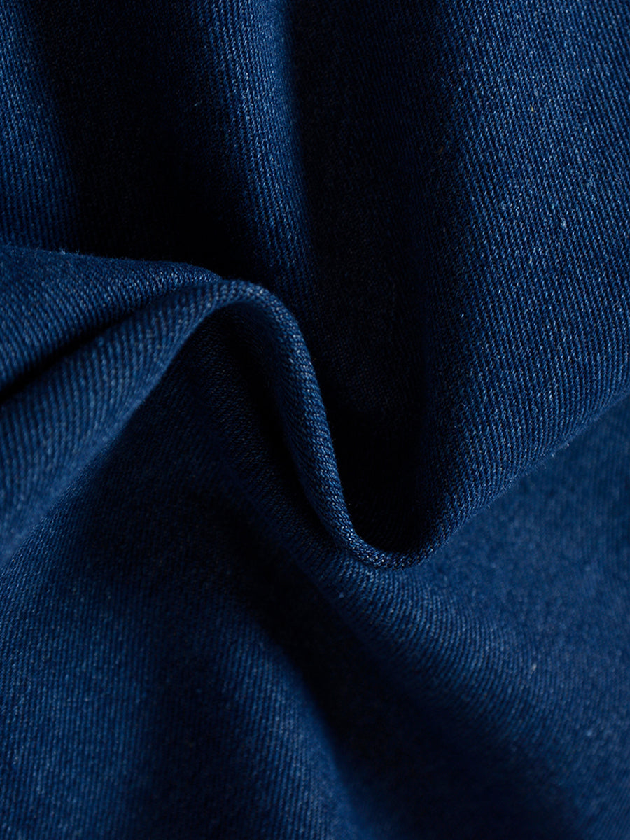 Bubble Sleeve Belt Denim Dress