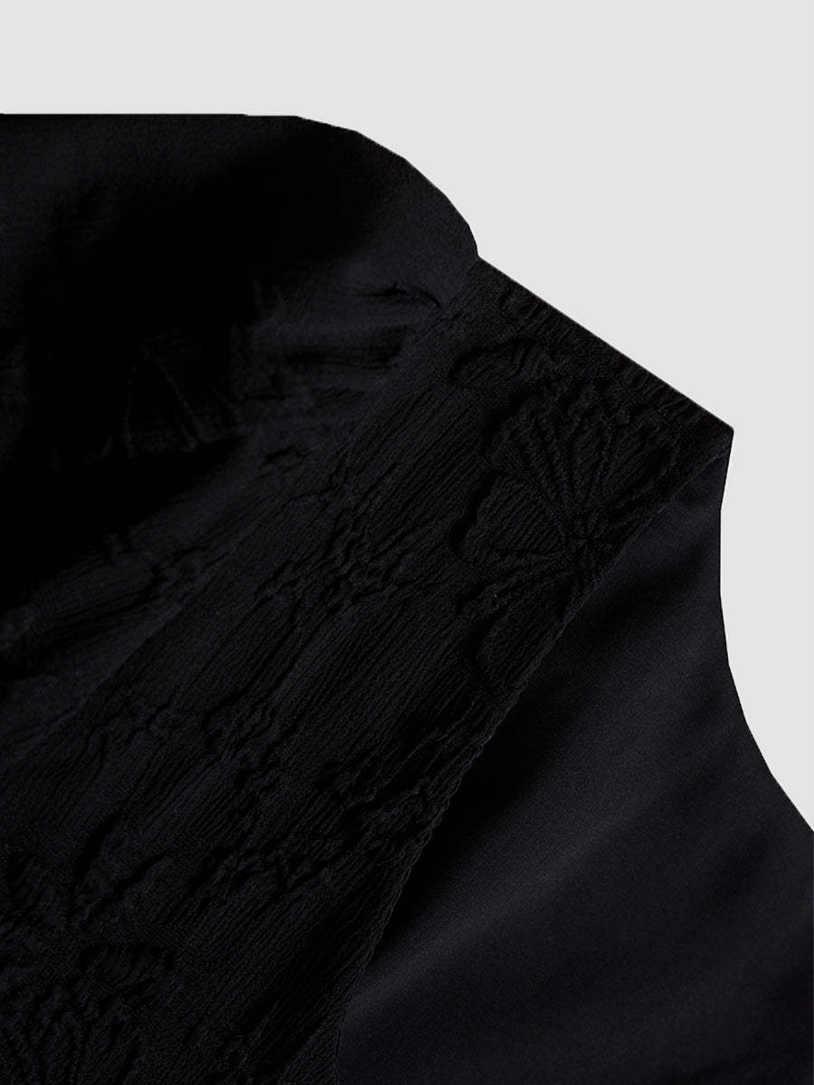 Black Jacquard Square Neck Dress