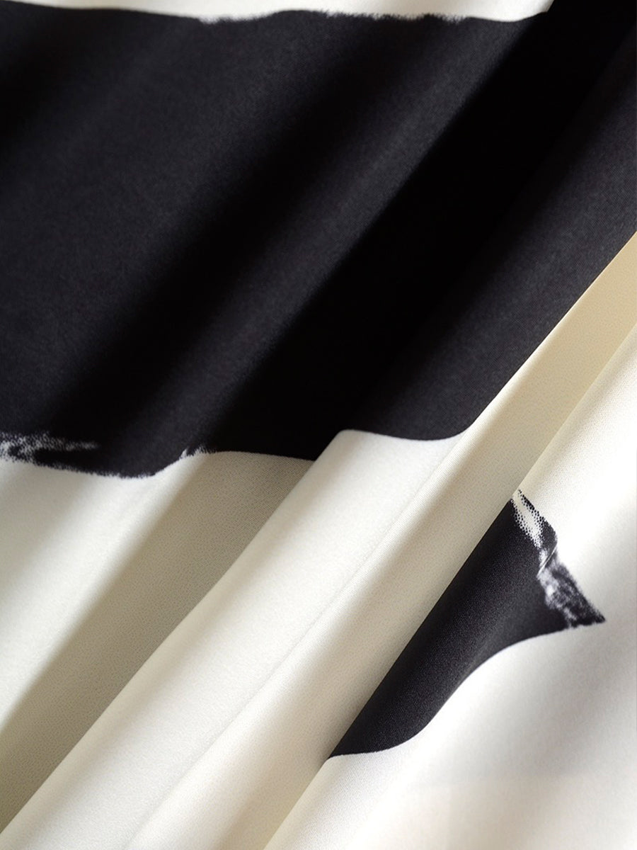 Black And White Irregular Midi Skirt