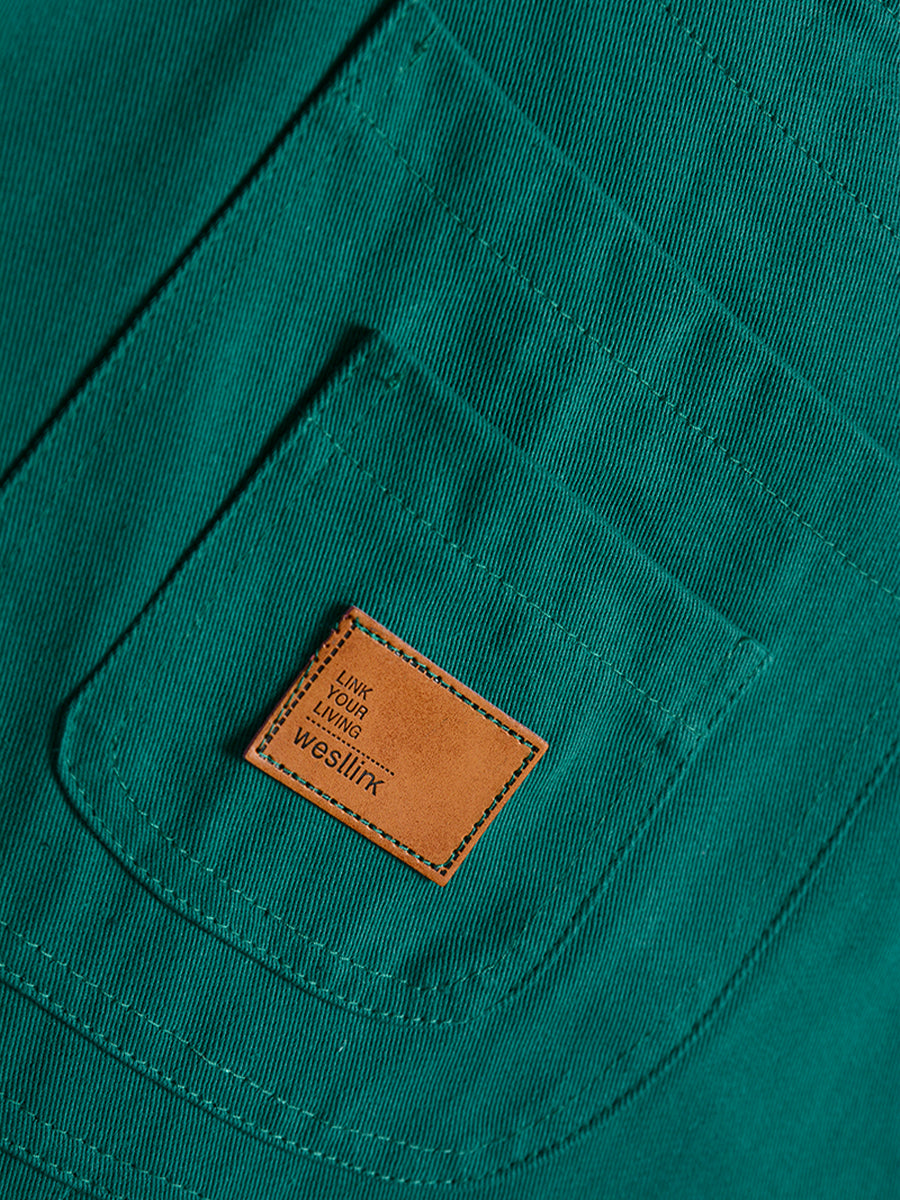 Casual Denim Green Overalls Shorts