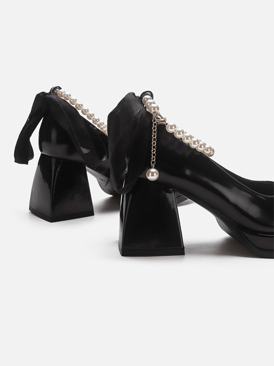 Chunky Heeled Ankle Strap Mary Jane Pumps