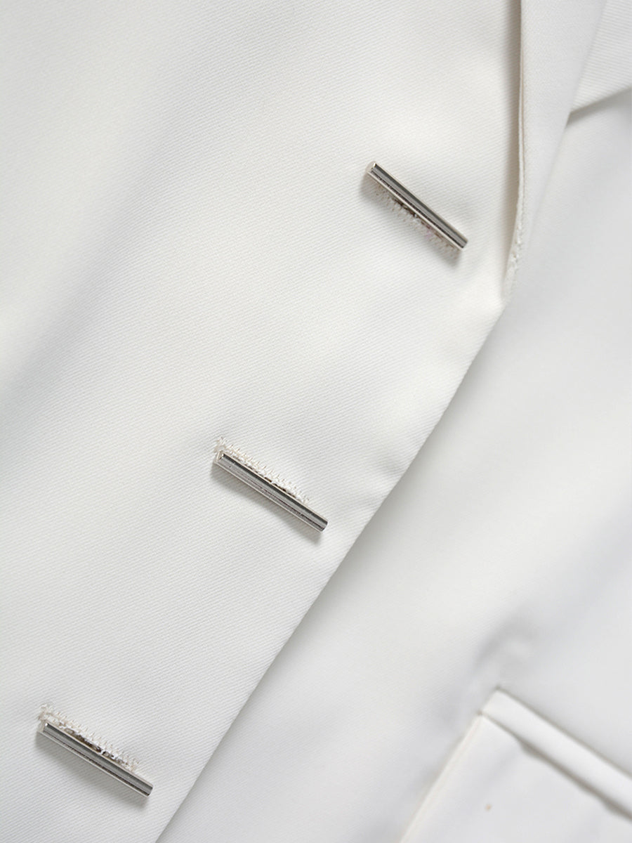 White Loose Casual Blazer