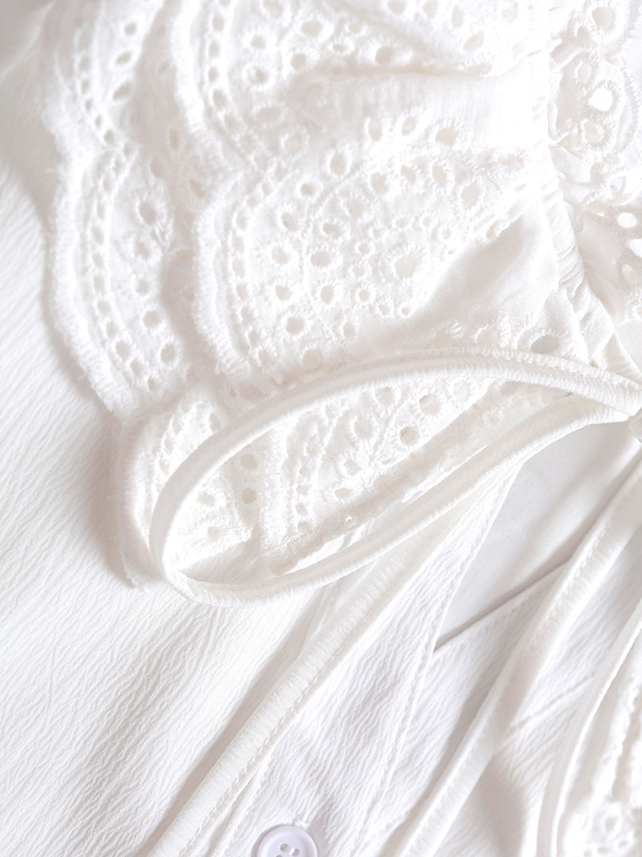 Palace Lace Collar Button White Dress