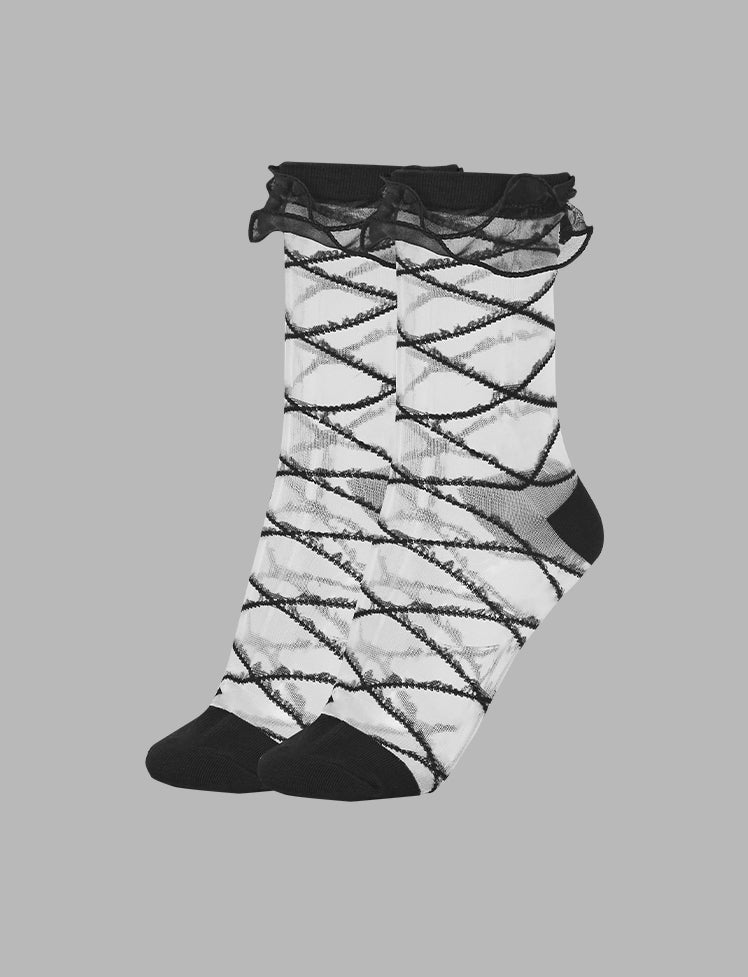 Ruffled Mesh Socks