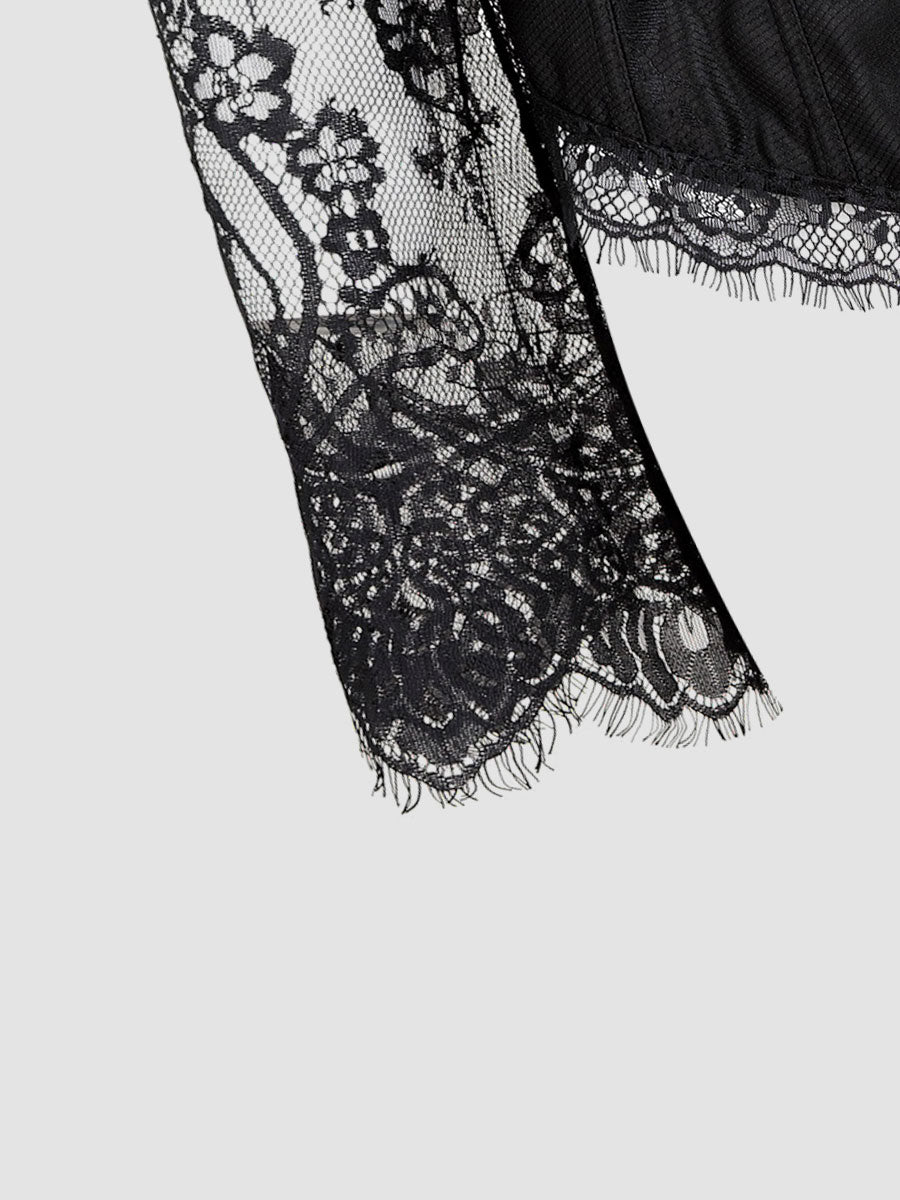 Lace Long Sleeve Corset Top