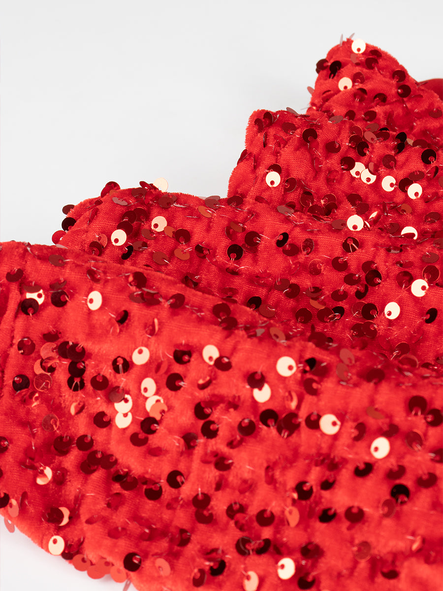 Red Sequin Camisole Dress