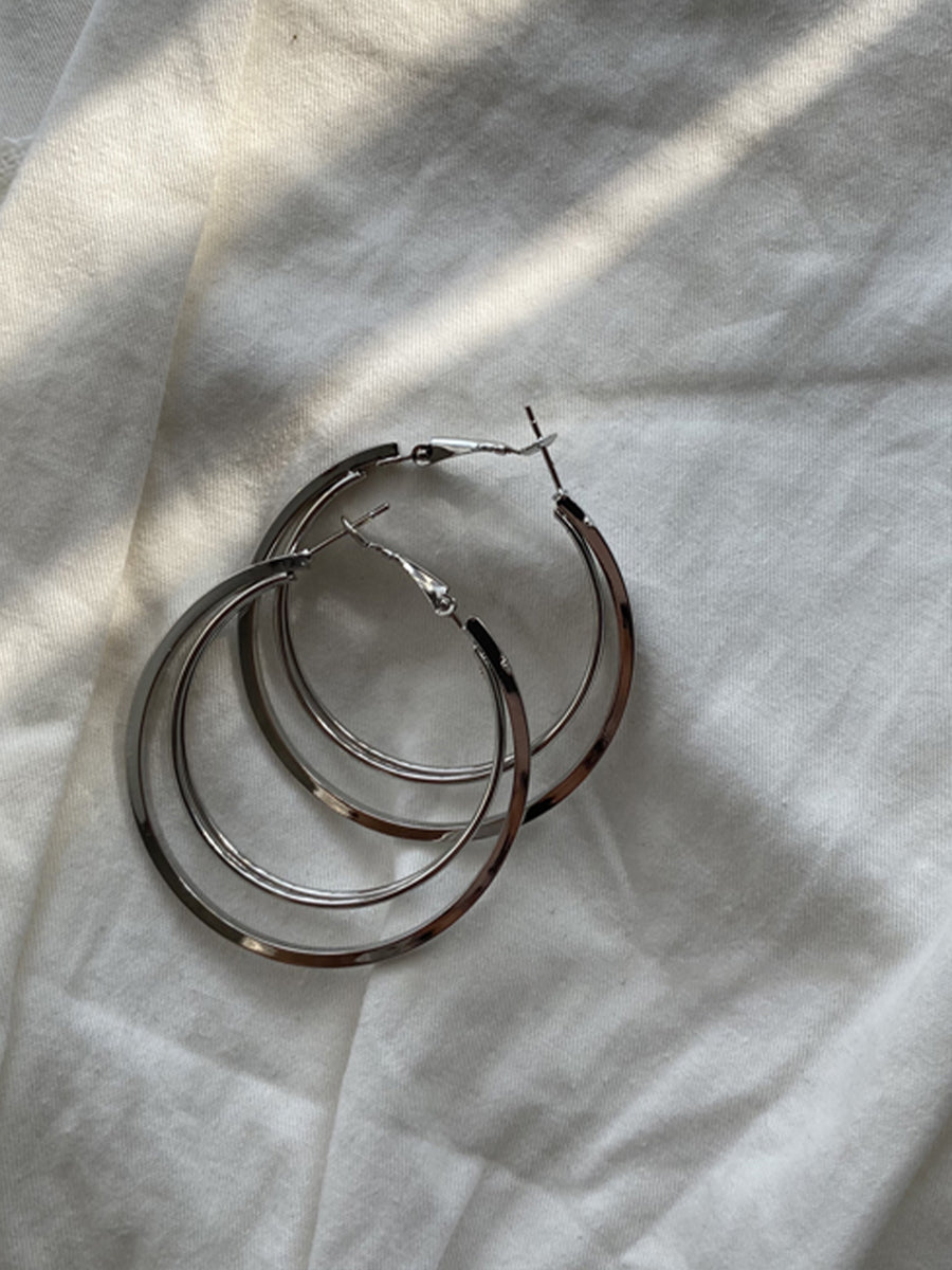 Dual Circle Gold and Silver Earrings