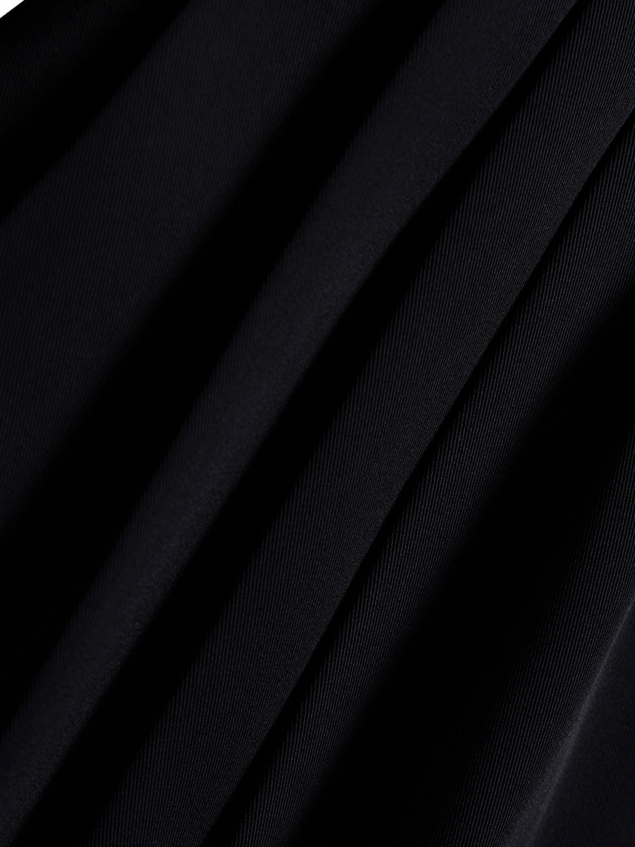 Solid Color Pleated Suit Dress