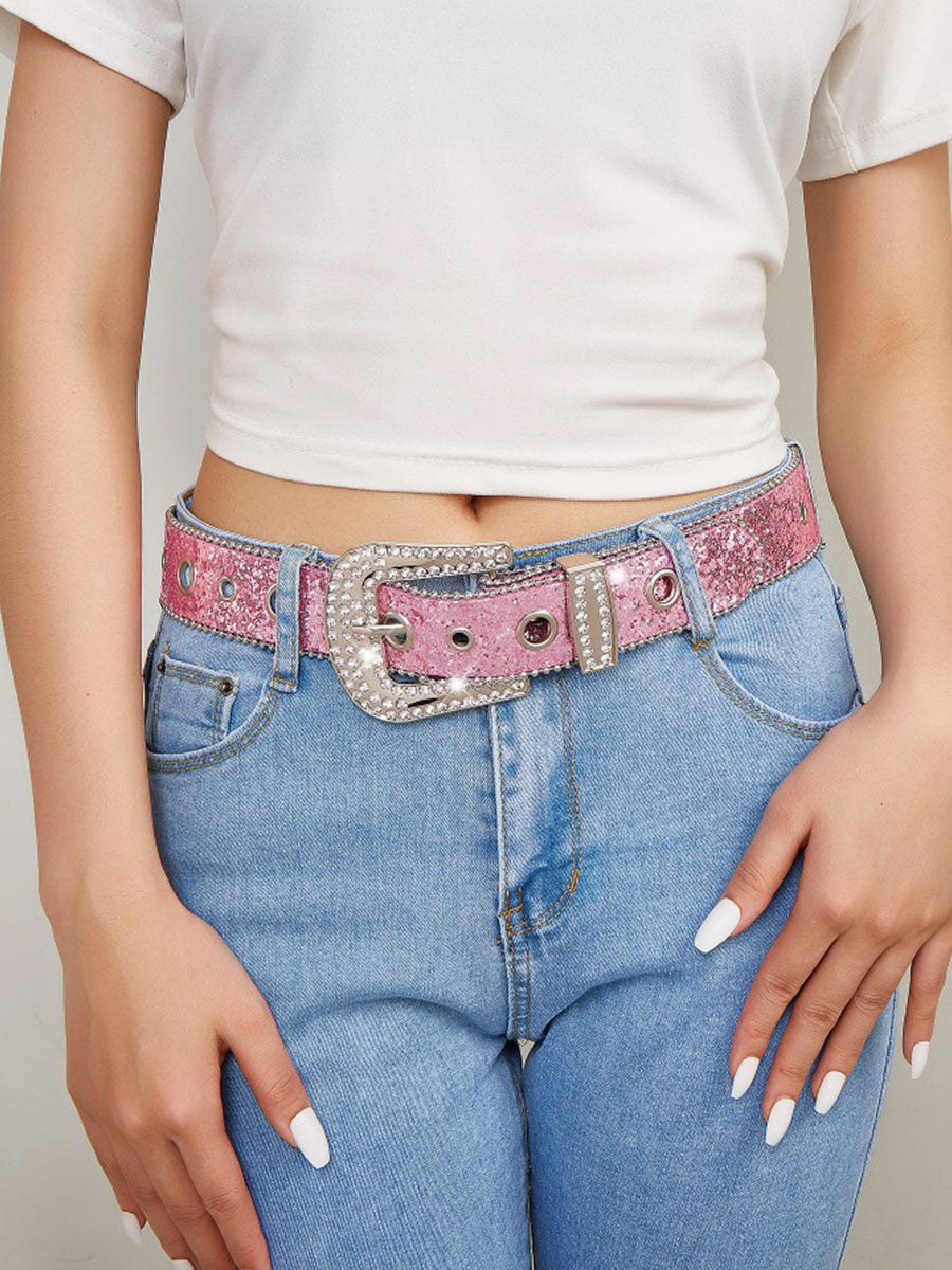 Sequin Shiny Pin Buckle Belt