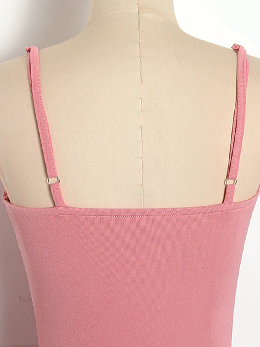 Irregular Halter Pink Dress