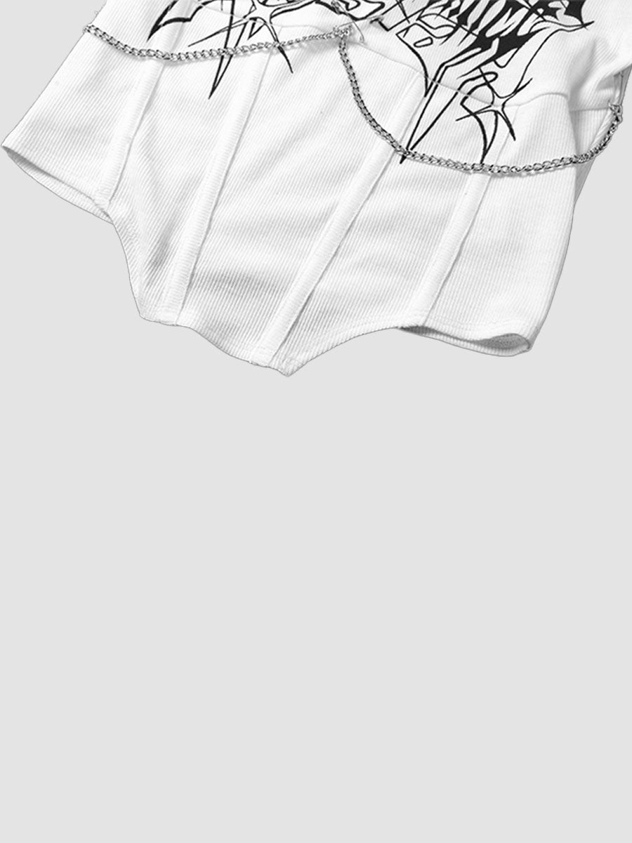 Chain Sexy Print Short Sleeve Top