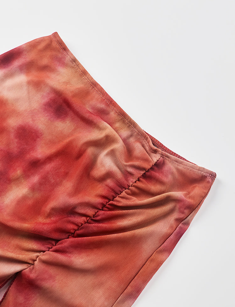 Ruffled Tie-dye Tee Top&Skirt Set