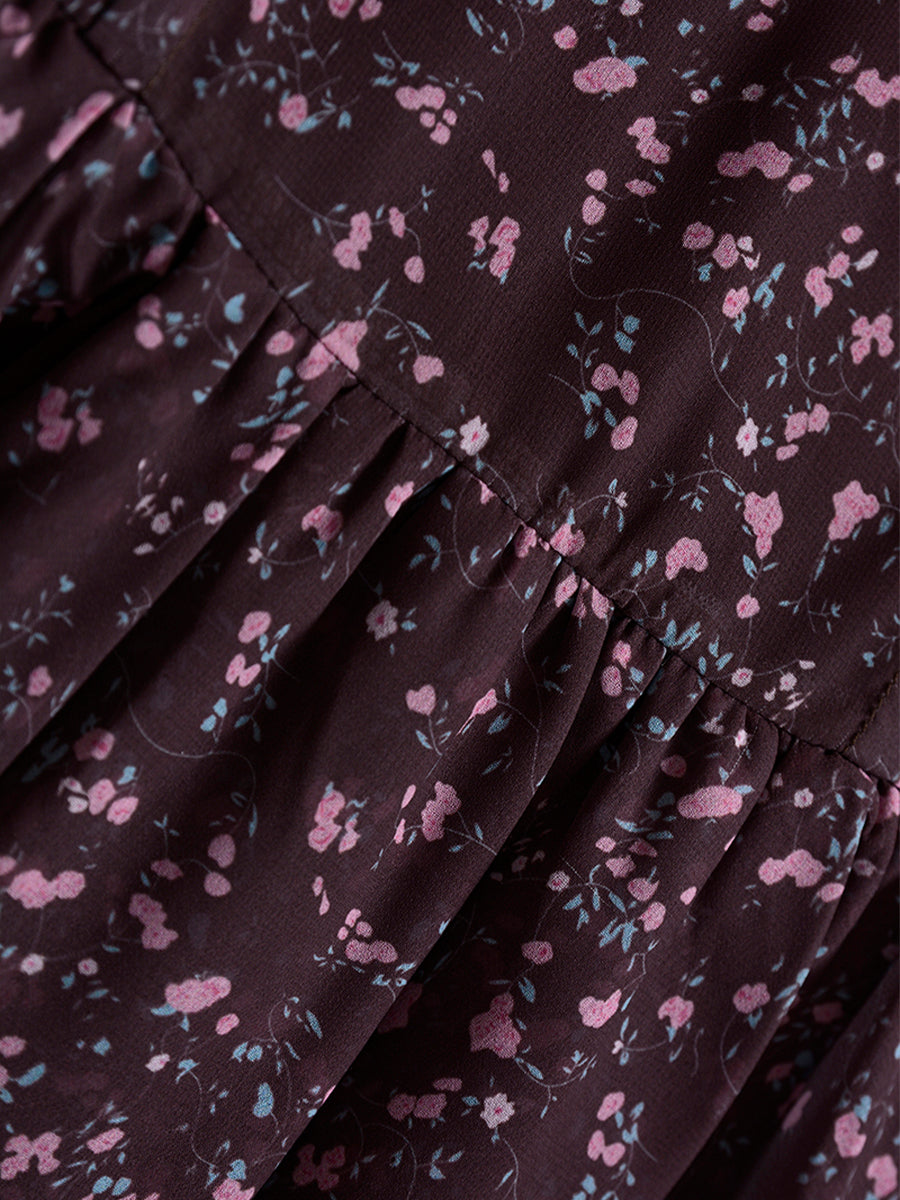Sexy Floral Bubble Sleeve Cake Dress