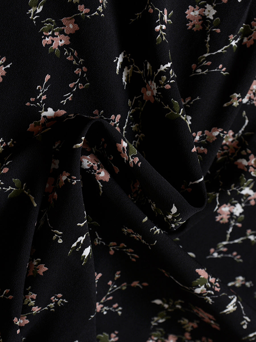 Strap Irregular Black Floral Dress