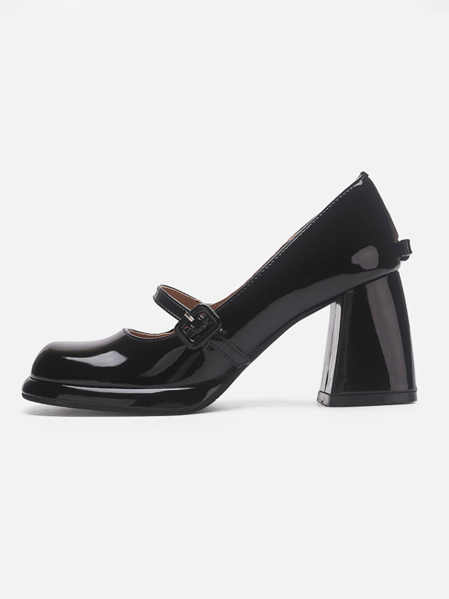 Chunky Heeled Ankle Strap Mary Jane Pumps