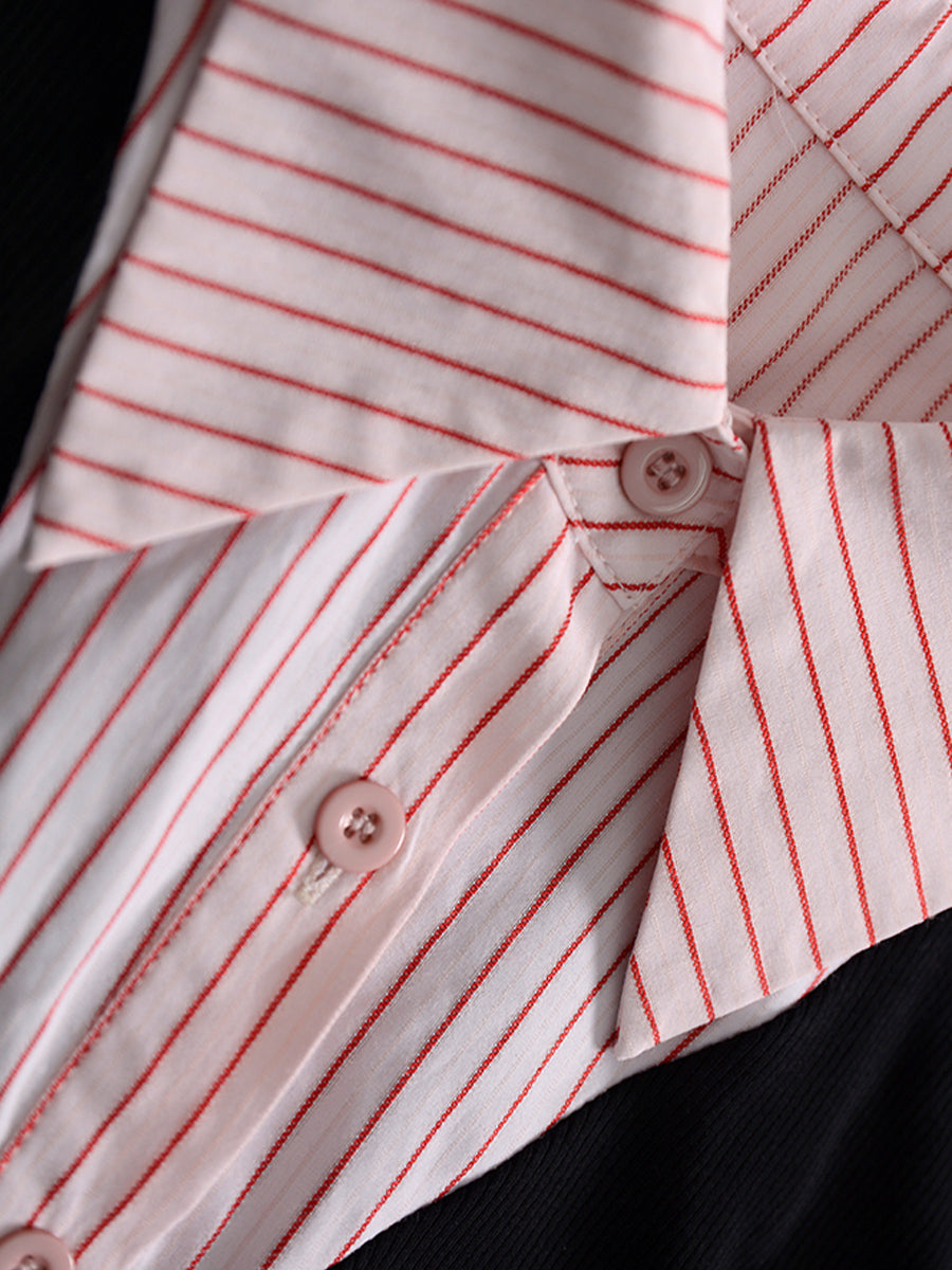 Fake Two Piece Shirt + Pleated Skirt Set