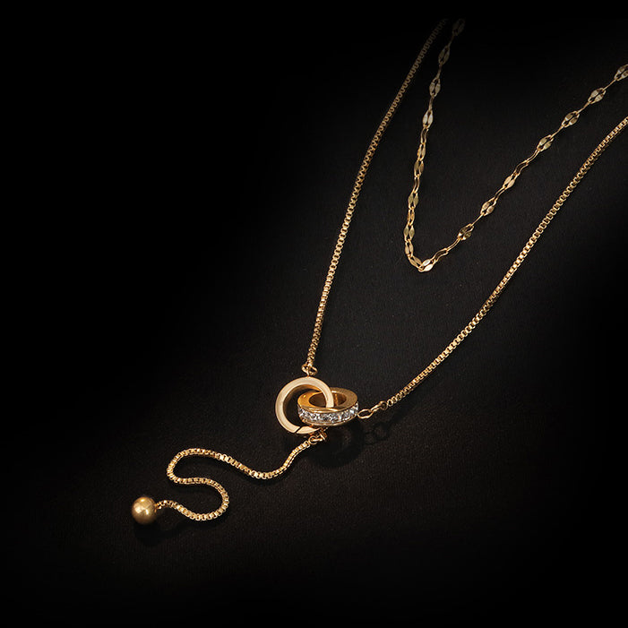 Double Tassel Ring Necklace