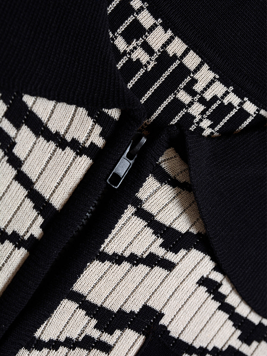 Wave Polo Collar Knitted Dress