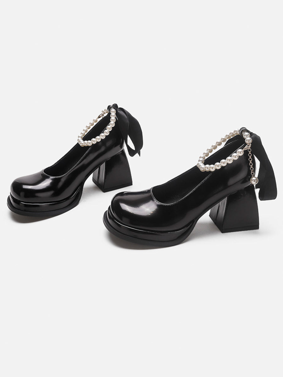 Chunky Heeled Ankle Strap Mary Jane Pumps