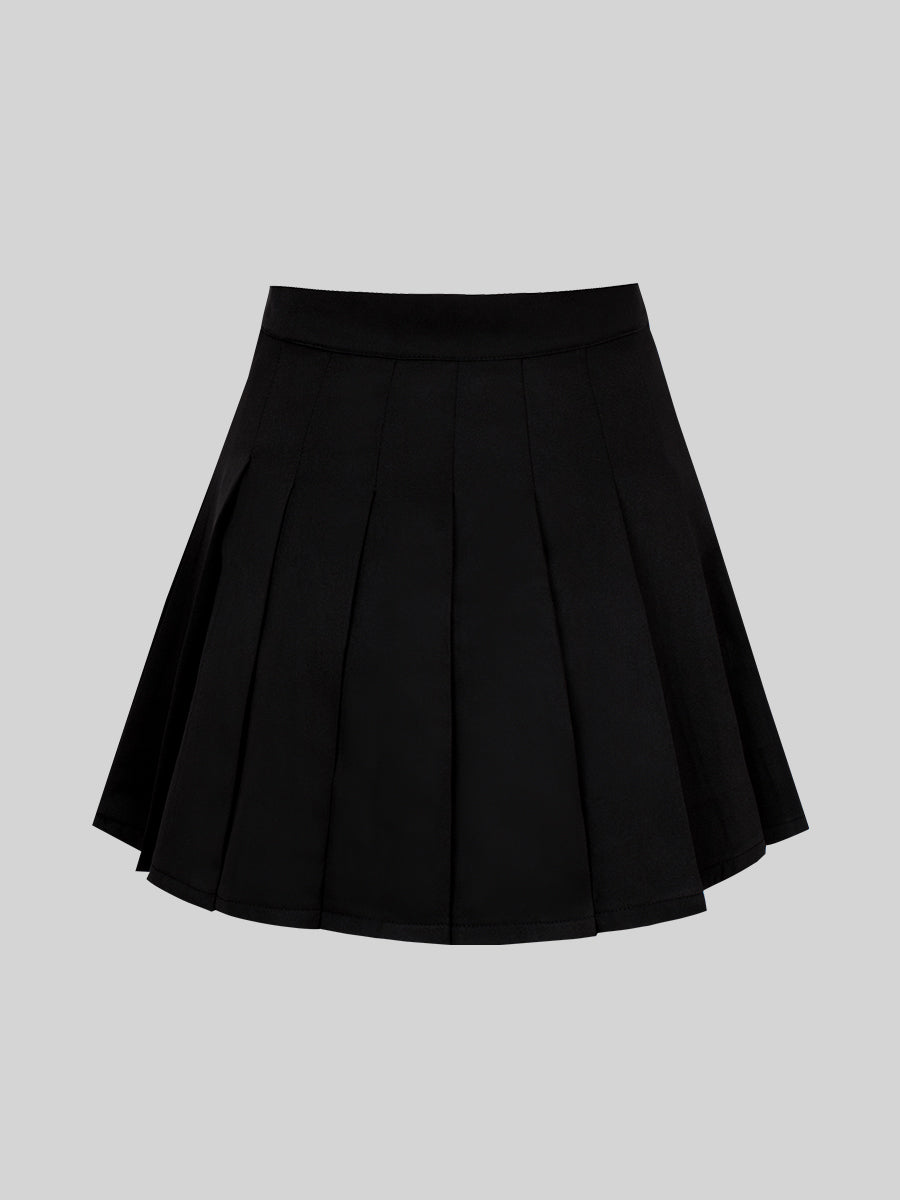 Solid Color Shirt & Skirt & Blazer with Tie Set