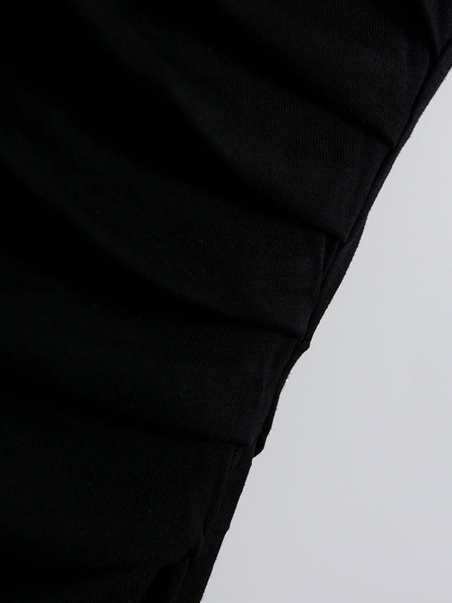Black Slim Fit Split Hem Dress