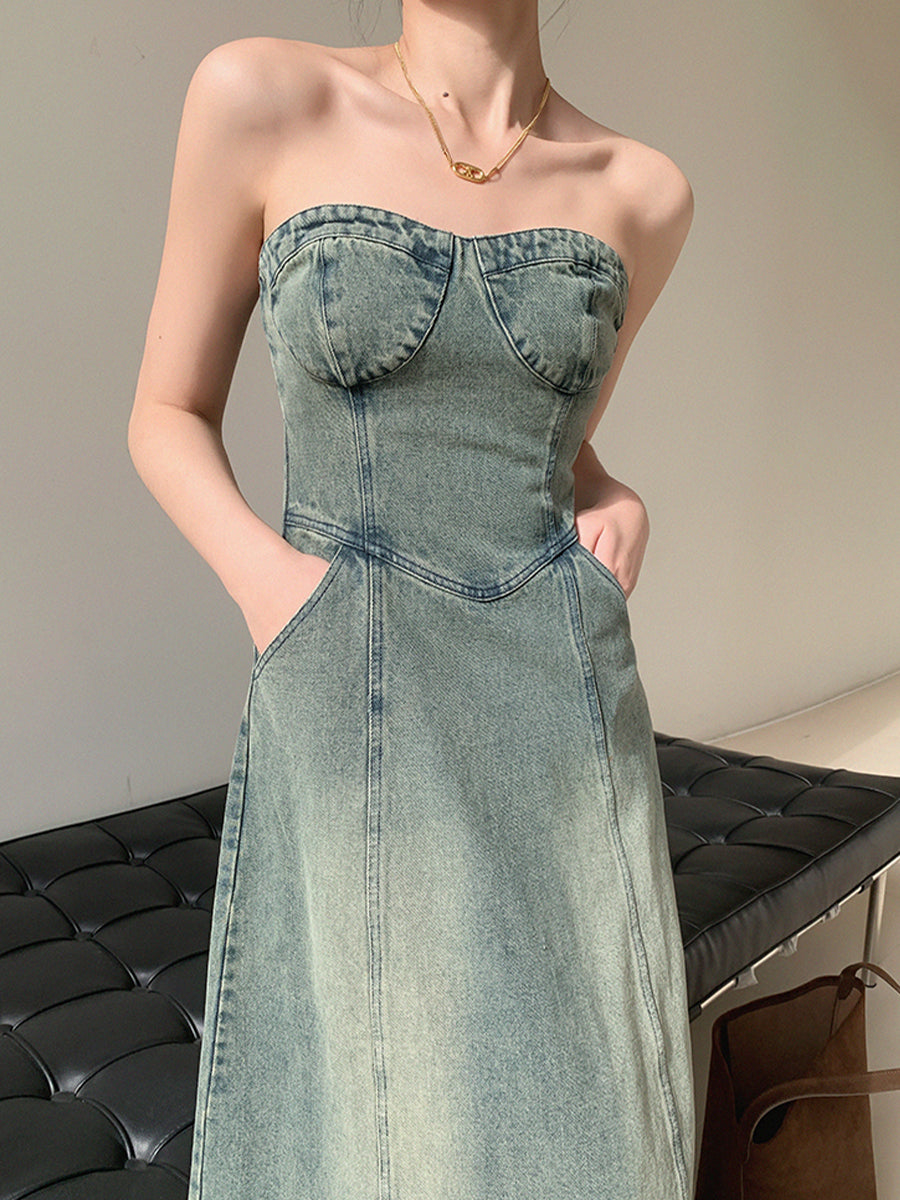 Vintage Blue Bustier Dress