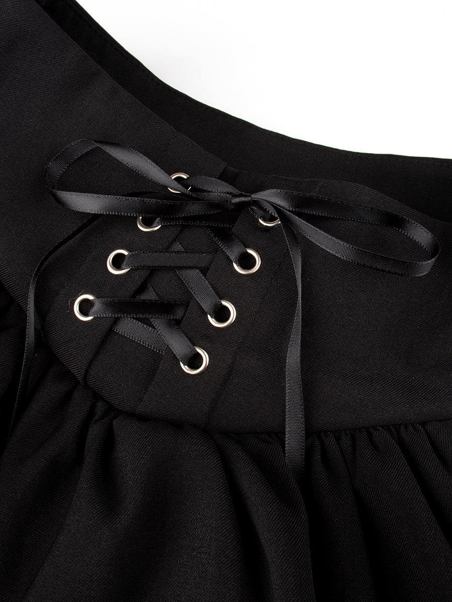 Black Blazer with Chain Belt + Puffy Skirt Set