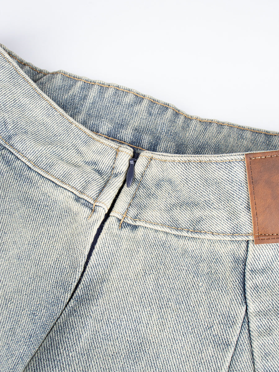 Raw Edge Denim Jacket & Skirt Set