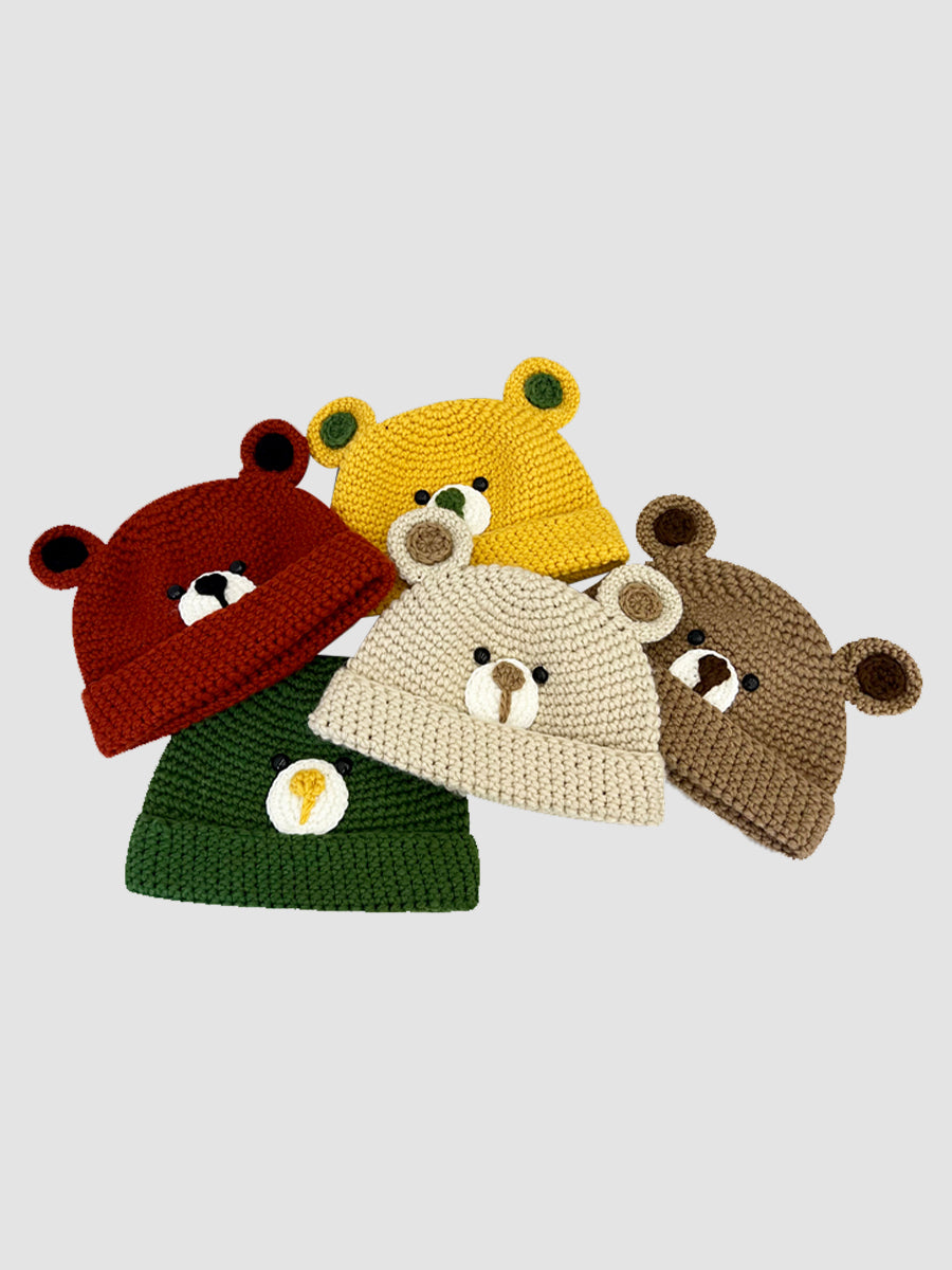 Cute Bear Hand-made Crochet Woolen Hat