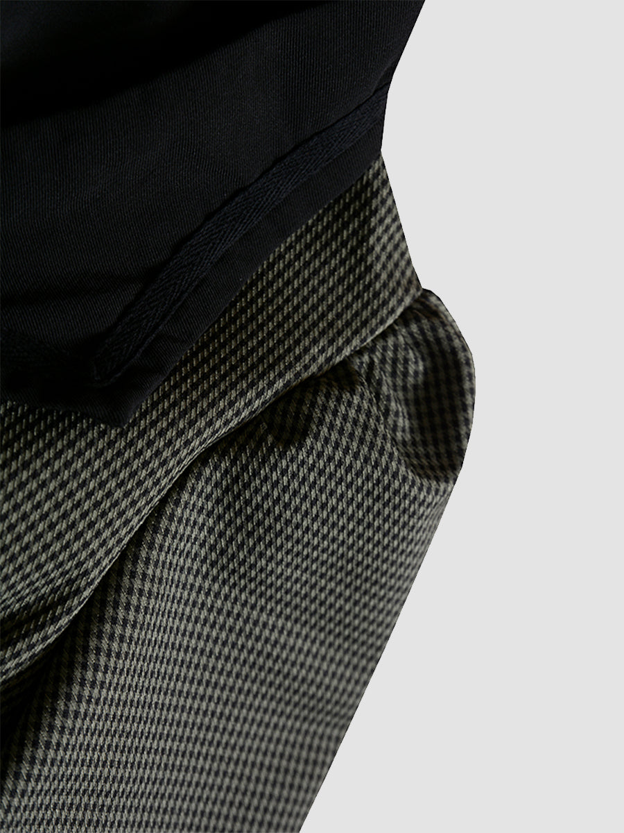 Gray Houndstooth V-neck Bow Tie Dress