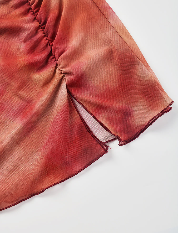 Ruffled Tie-dye Tee Top&Skirt Set