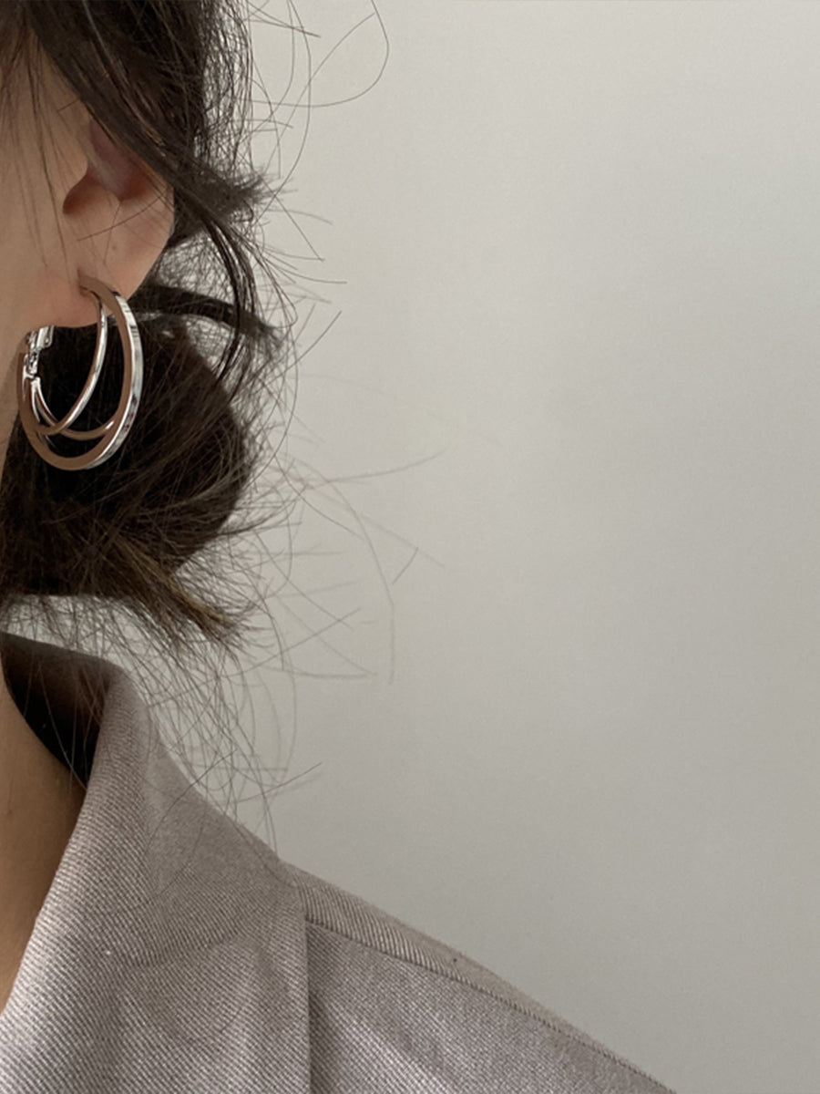 Dual Circle Gold and Silver Earrings