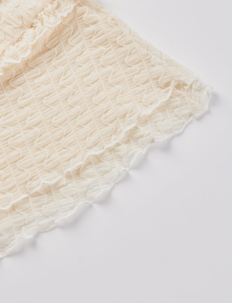Solid Ruffled Top&Skirt Set