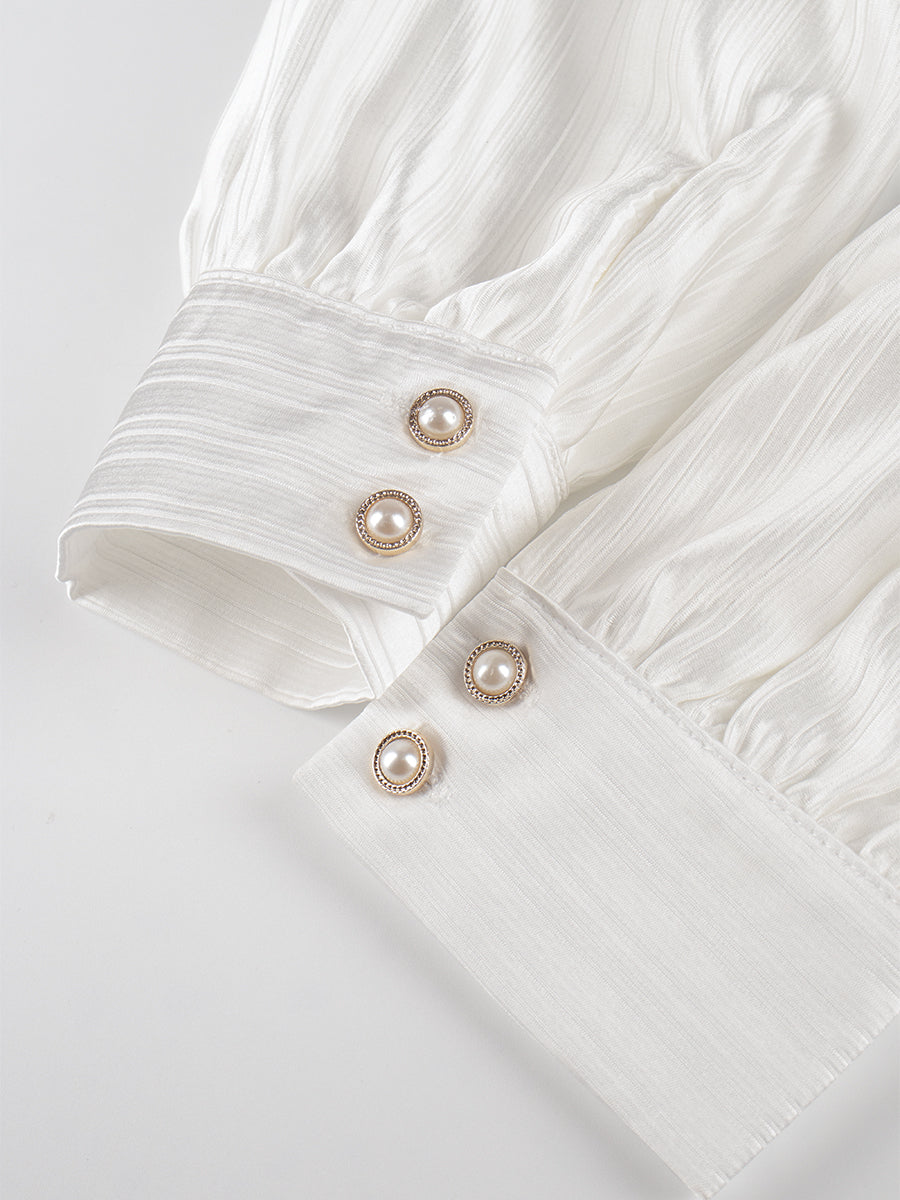 Satin Pearlized Top & Skirt Set with Belt Chain