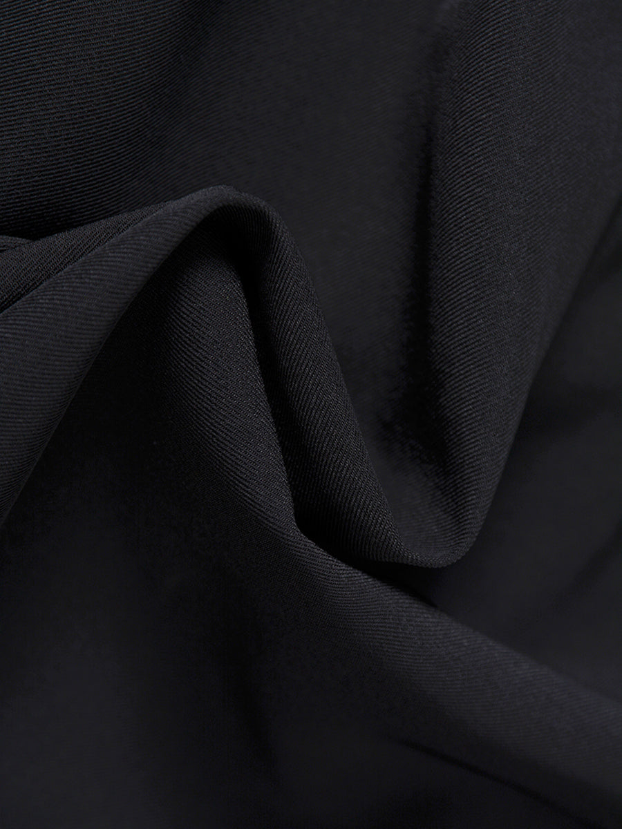 Black Elastic Midi Skirt